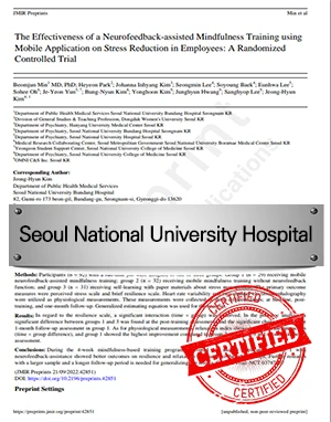 Clinically validated at Seoul National University Hospital — paper on the stress-reducing effects of mindfulness training